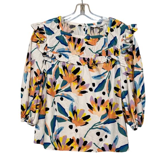 Crosby by Molly Burch Blouse Mae Top in Island Lillies Small - Picture 2 of 6